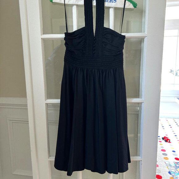 Pre-owned Diane Von Furstenberg Black Cotton Halter Sundress w/ Pockets, Size 2 - Picture 1 of 10